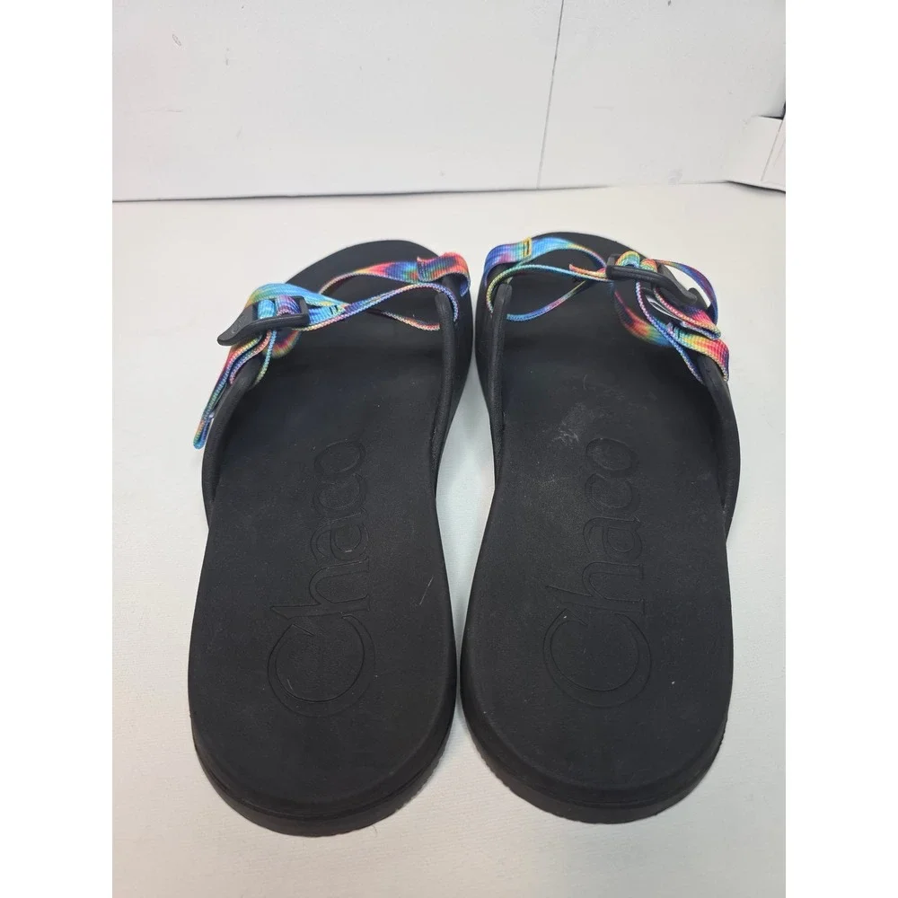 Chaco Chillos Slide M's 14 Sandals Black TieDye AdjustableStrap LUVSEAT‎ Footbed